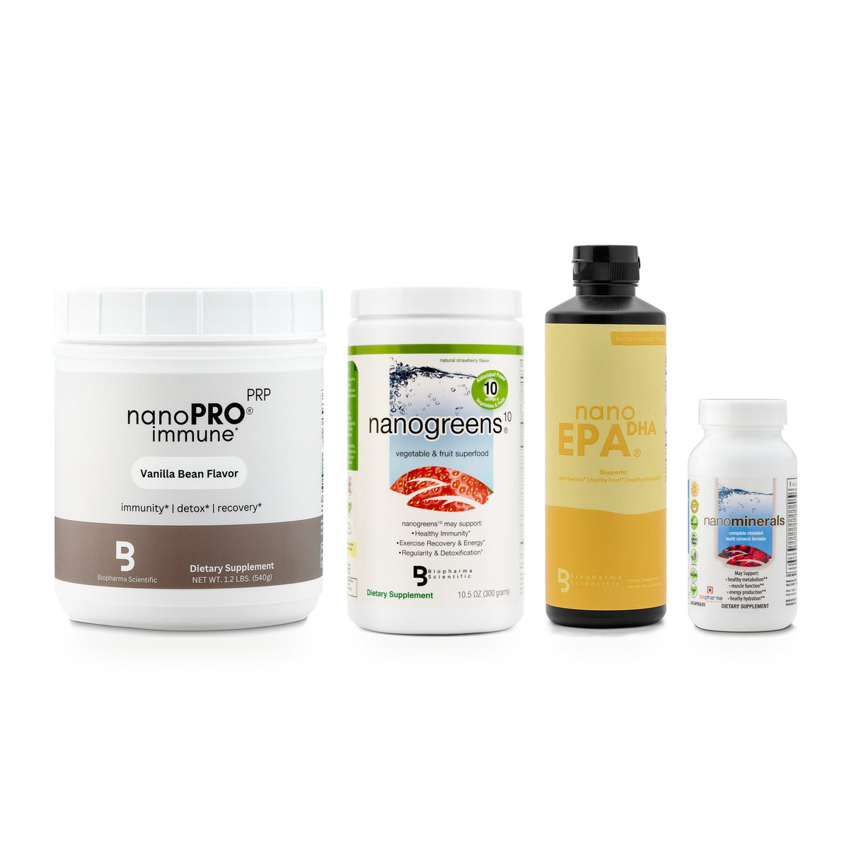 Core Four Kit: nanoPRO, NanoGreens10 Strawberry, nanoEPA and nanoMINERALS