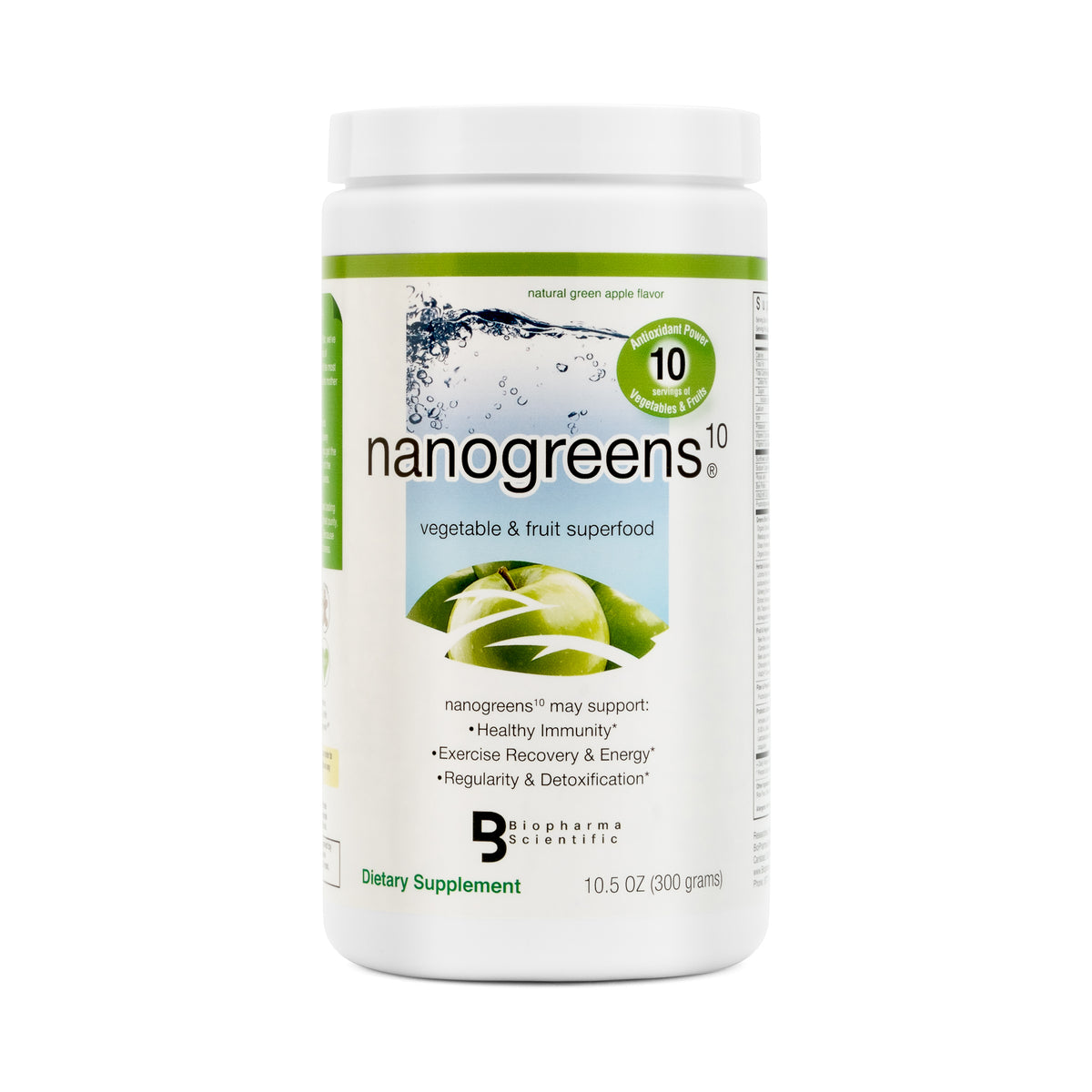 NanoGreens Green Apple - 300 g bottle front