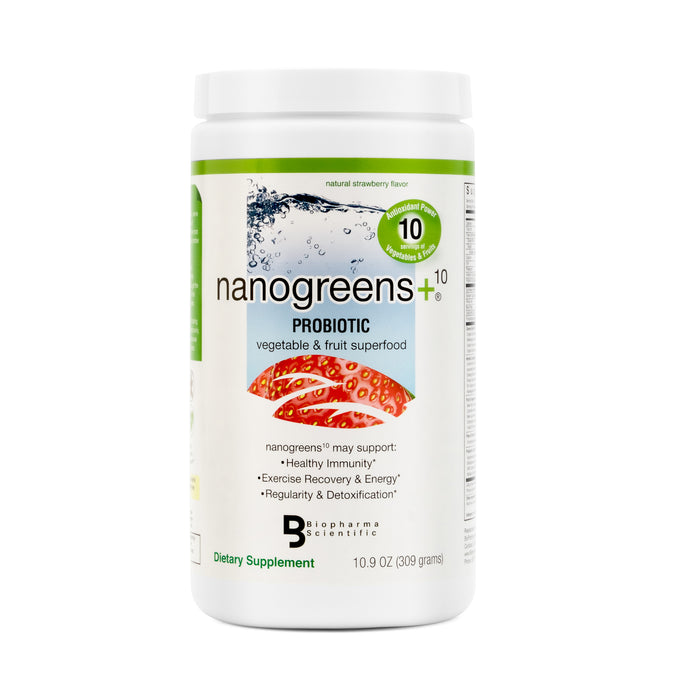 NanoGreens + Probiotic Strawberry - 309 g bottle front