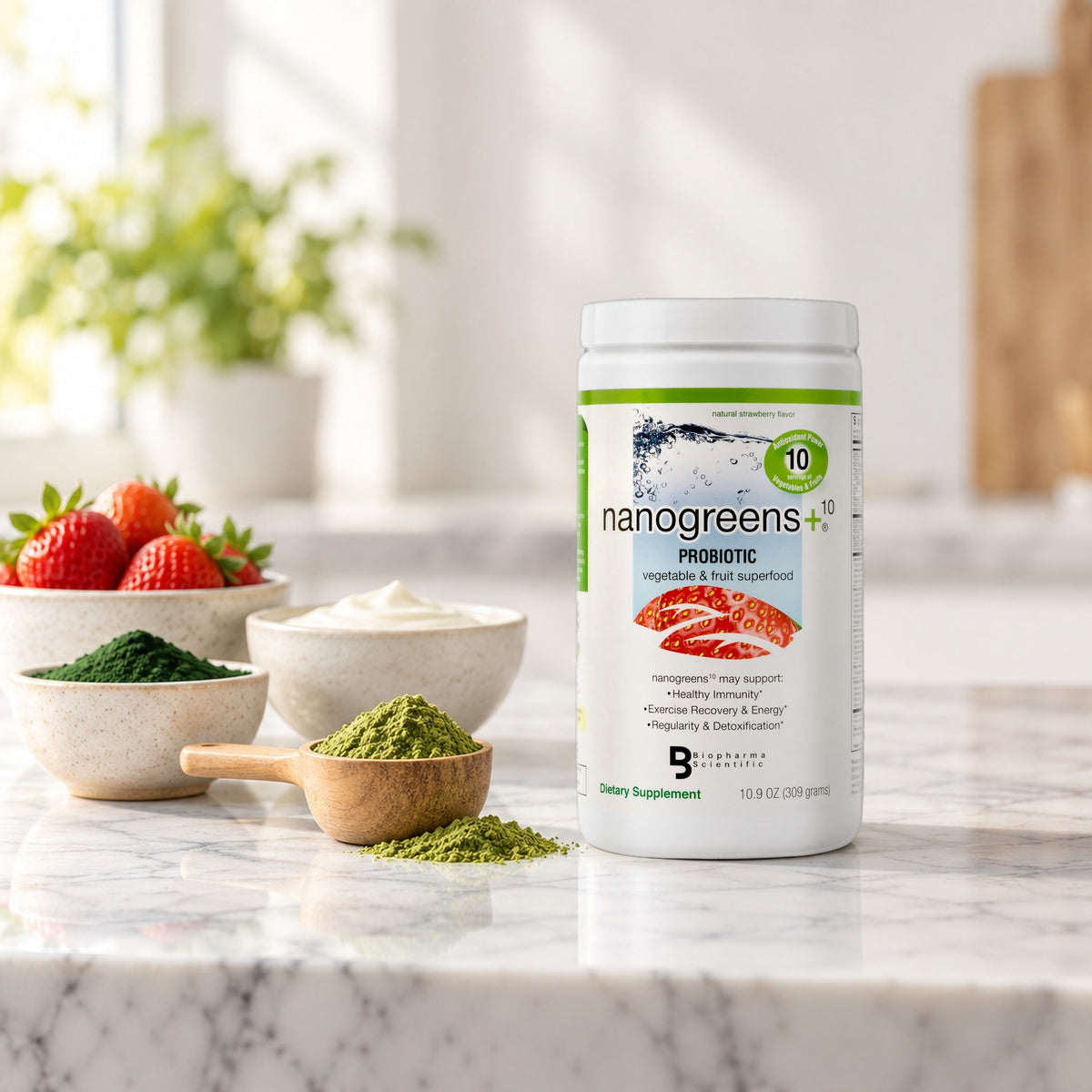 nanogreens+ probiotic: strawberry