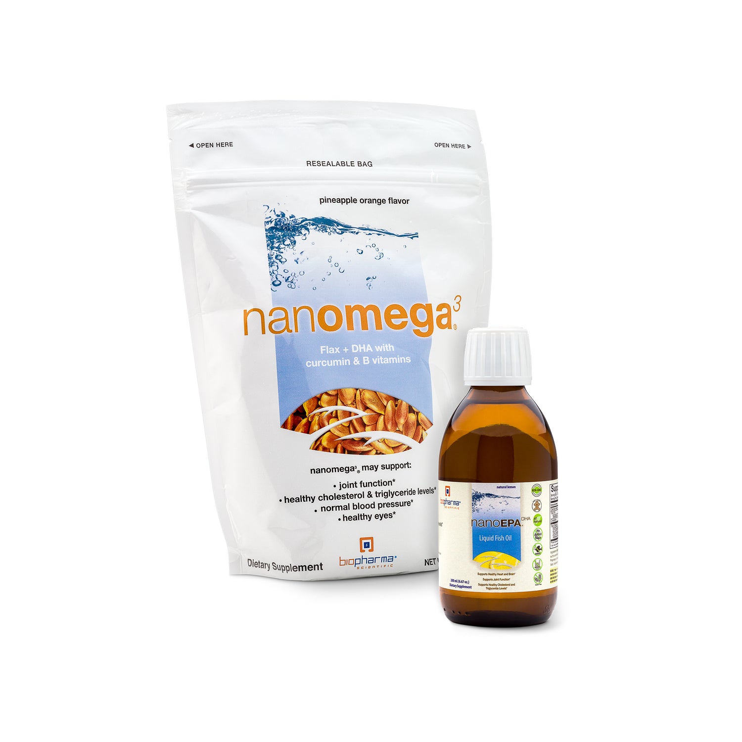 nanoEPA and nanomega fish oil flax dha supplements