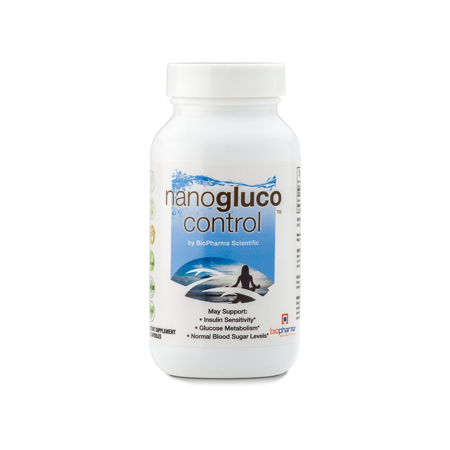 nanogluco control glucose control capsules for diabetics diabetes health glucose metabolism supplement - front side