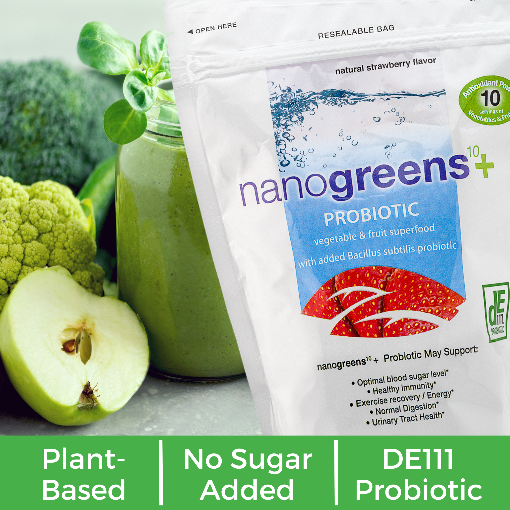 nanogreens+ probiotic strawberry benefits